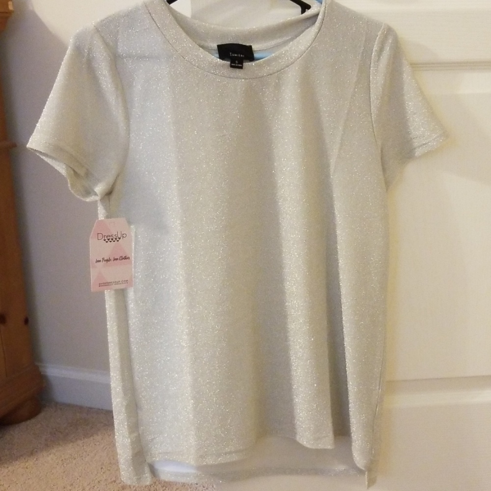 Women's Silver Sparkle Top Lumiere Small NWT - Picture 4 of 7